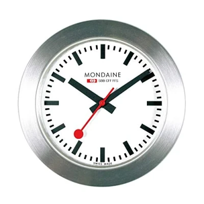 Image of Mondaine Magnet A660.30318.81SBB Table Clock 50mm Official Swiss Railways Magnetic Aluminium Casing Red Second Hand