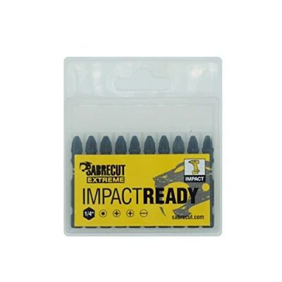 Image of 10 x SabreCut SCPZ250_10 50mm PZ2 Impact Screwdriver Driver Bits Set Single Ended Pozidriv POZI No.2 Heavy Duty Including Storage Box