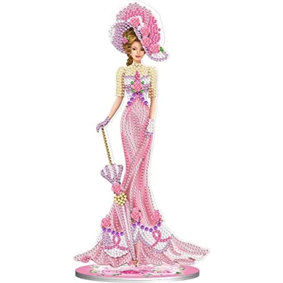 Image of Uoicern DIY Crystal Ornament Handmade Elegant Lady Point Drilling Art Crafts Single Sided Special Shaped Drill Home Decoration