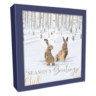 Image of Box of 8 Foiled Xmas Hares &amp; Pheasants Christmas Cards In 2 Designs Boxed XCPS013
