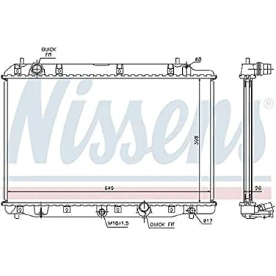Image of 19010RMAE01 Engine radiator NISSENS 68602A Aluminium 398mm 649mm 26mm without gasket/seal expansion tank Brazed cooling fins HONDA: CR V 2