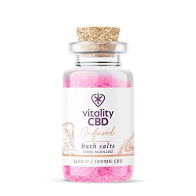 Image of Vitality CBD Bath Salts, Rose Fragrance, 100mg of CBD, NO THC