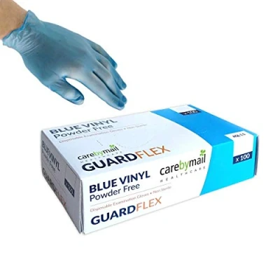 Image of carebymail Healthcare Blue Vinyl Disposable Gloves Powder Free Latex Boxed x100 (Small)