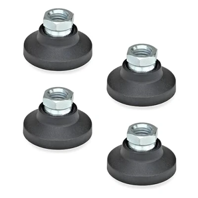 Image of Ganter Normelemente GN 343.3 32 M10 A 3 articulated feet with Threaded Bushing, Black, Gewinde d2: M10, Set of 4 Pieces