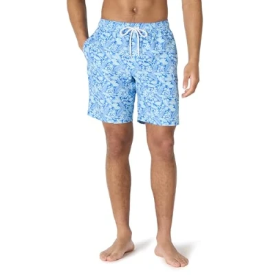 Image of Amazon Essentials Men&#039;s 9&quot; Quick Dry Swimming Trunks, Blue Tropical Leaves, XXL