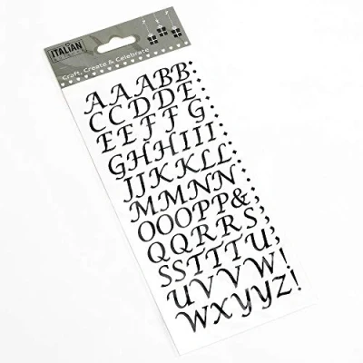 Image of 15mm Script Black Glitter Self Adhesive Alphabet Sticker Letters Craft Embellishment