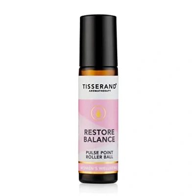 Image of Tisserand Aromatherapy Restore Balance Pulse Point Roller Ball Menopause and Menstruation Support Rose, Clary Sage Geranium 10ml