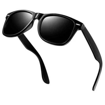 Image of KANASTAL Black Sunglasses Mens Polarised Dark Shades Womens Driving Vintage Classic UV400 Protection Fishing Sailing Sun Glasses Frame Bright