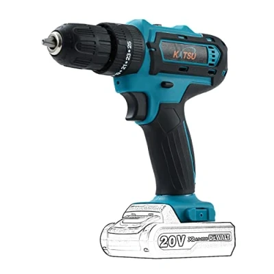 Image of KATSU 21V Cordless Impact Drill Driver 10mm Keyless Chuck, 2 Gear Speed and LED Light, for DIY Home Improvement, Without Battery (Body Only) 102392
