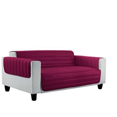 Image of Italian Bed Linen Elegant quilted sofa cover Doubleface, Bordeaux/dark grey 3 places, 100% microfiber