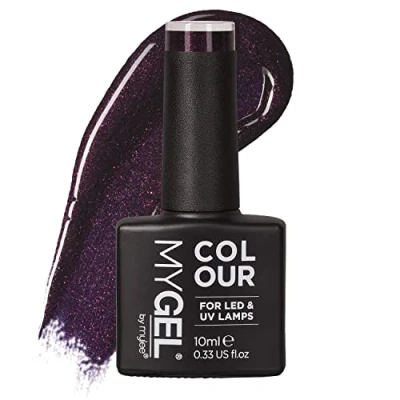 Image of Mylee Gel Nail Polish 10ml [Deep purple ] UV/LED Soak Off Art Manicure Pedicure for Professional, Salon &amp; Home Use [Fine Glitters Range] Long Lasting Easy to Apply