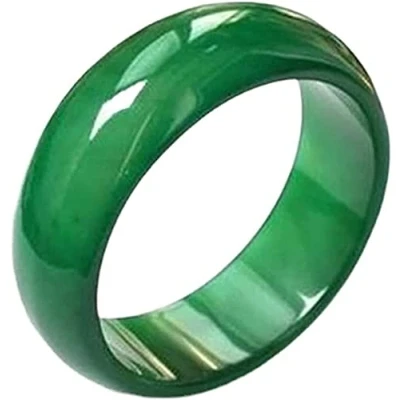 Image of BXSMNH 100% Natural Green Jade Agate Rings For Women Men Ring Jewelry Chalcedony Tail (Color : Green, Size 21mm)