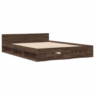 Image of vidaXL Bed Frame with Drawers without Mattress Brown Oak 150x200 cm King Size