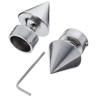 Image of Gardinia Tip 2 x End Piece Metal Stainless Steel Look for Curtain Technique Diameter, Ø 19 mm