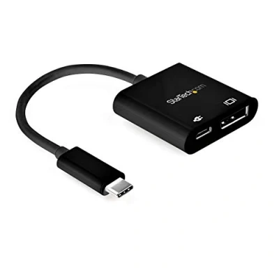 Image of StarTech.com USB C to DisplayPort Adapter with Power Delivery 8K 60Hz /4K 120Hz Type DP 1.4 Video Converter w/ 60W PD Pass Through Charging HBR3 Thunderbolt 3 Compatible (CDP2DP14UCPB)