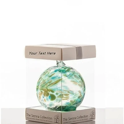 Image of Personalised Sienna Glass 10cm Friendship Ball Choice of Colours (Emerald)