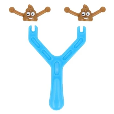 Image of Henbrandt 1 x Children’s Funny Poo Slingshot Toy with 2 Flying Poop Bullets Sticky Squishy Mochi Emoji Rubber Novelty Party Bag Favours Loot Fillers Stocking for Boys and Girls