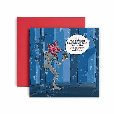 Image of Huxters Birthday Cards for Men Stranger Things Upside Down Card him Happy Friend Brother Uncle Grandad Funny