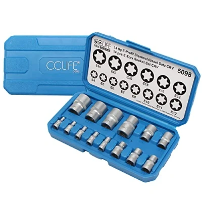 Image of CCLIFE 14 pcs Female E Star Torx Socket Set E4 E24