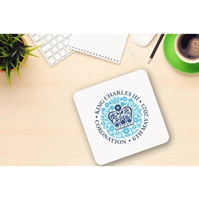 Image of King Charles III Royal Mug &amp; Coaster Keepsake Kings Coronation Emblem Souvenir