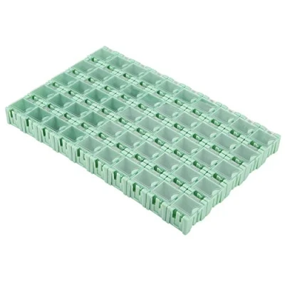 Image of 50Pcs Green Electronic Components Parts Mini Storage Case SMT SMD Container Box with Transparent Lids