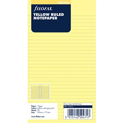 Image of Filofax Refill Personal 30 Yellow Sheets Ruled
