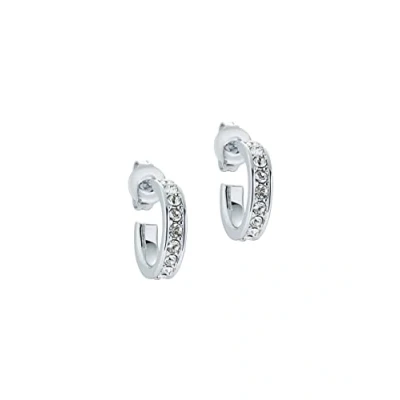 Image of Ted Baker Seenita Mini Crystal Huggie Hoop Earrings For Women (Silver/Crystal)