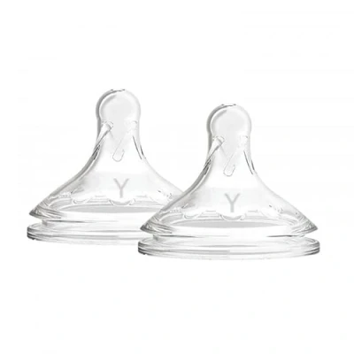 Image of Dr. Brown&#039;s Twin Pack Y Cut Wide Neck Silicone Options+ Nipple (Clear)