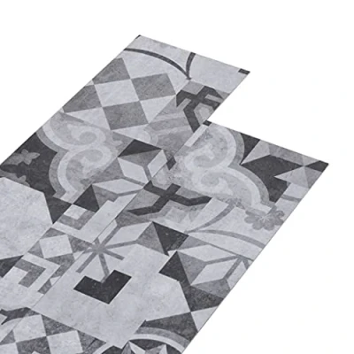 Image of vidaXL Grey Patterned PVC Flooring Planks 5.02 m², 2mm Thick, Easy to Install, Water Resistant, Meets European Standards, Non Slip, Antistatic, and Flame Retardant