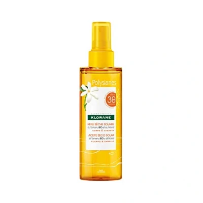 Image of Klorane Sun Dry Oil SPF30 200ml, Organic Tamanu and Monoï, Sunscreen for Whole Body, Unisex Adults
