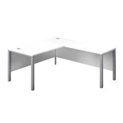 Image of 1600X800 Goal Post Right Hand Return Desk White Silver