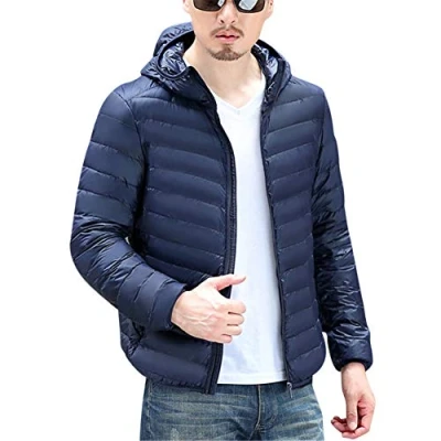 Image of Men&#039;s Ultra Light Packable Down Coat Lightweight Puffer Jacket Navy XS