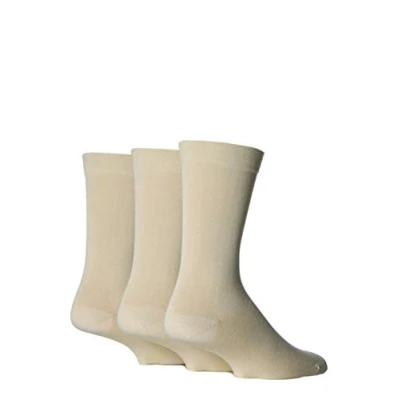 Image of 3 Pair Natural Comfort Cuff Plain Gentle Bamboo Socks with Smooth Toe Seams Men&#039;s 12 14 Mens SOCKSHOP