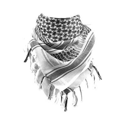 Image of Soft Cotton Shemagh Scarf Arab Sun Hat Combat Desert Keffiyeh SAS Army Tactical Military Head Neck Wrap mask (White &amp; Black)