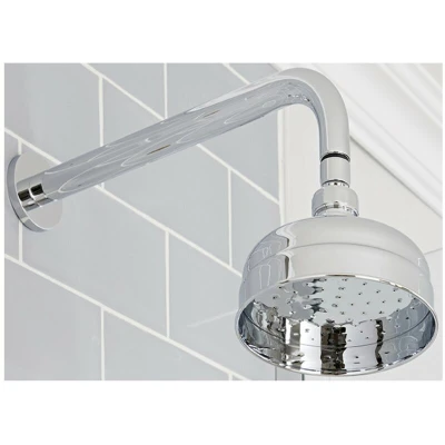 Image of Milano Elizabeth Traditional 155mm Round Apron Rainfall Shower Head with Wall Mounted Arm Chrome