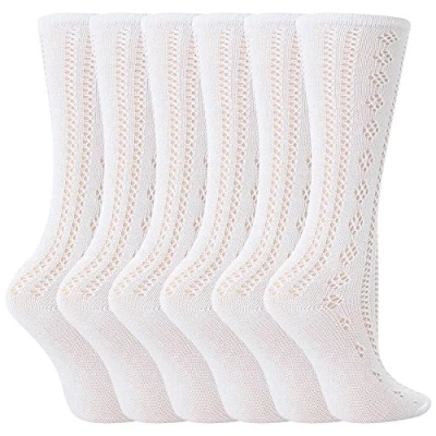 Image of 6 pairs Girls white Knee High pelerine 3/4 school Socks US 4 8 (11+ Years)
