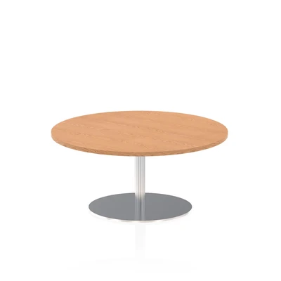 Image of Italia 1000mm Poseur Round Table Oak Top 475mm High Leg