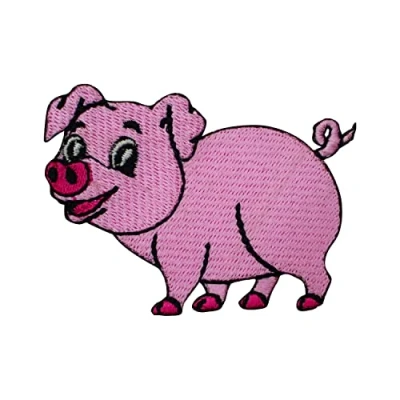Image of Cute Piggy Patch, Animal Pig Cartoon Kids Patch Embroidered Iron on Sew Badge for Clothes etc. 7x5.5cm