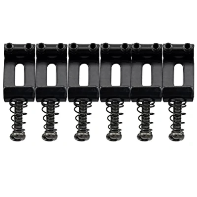 Image of Musiclily Pro 10.5mm Steel Vintage Style Guitar Tremolo Bridge Saddles for Strat Stratocaster Electric Guitar,Black(Set of 6)