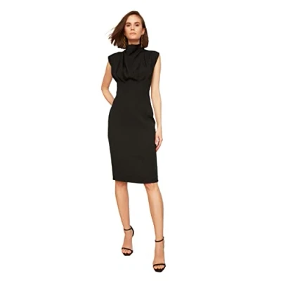 Image of Trendyol Women Midi Bodycone Slim fit Woven Dress Schwarz