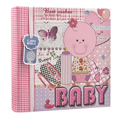 Image of Arpan 200 Photos Baby Photo Album for 6x4&quot; with Girl Pink Memo Slip Friends &amp; Family CD/DVD Pocket