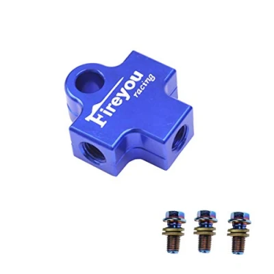 Image of ATV Brake Hose Connector Adapter 3 Way Motorcycle Hydraulic Pipe Connect Tee Coupling Tubes bracket M10 Banjo Oil Link (Blue)