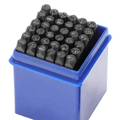 Image of WiMas 36PCS Universal Letter and Number Stamp Set, Alphabet A Z 0 9 Symbol &amp; Metal Punch Stamps 3mm