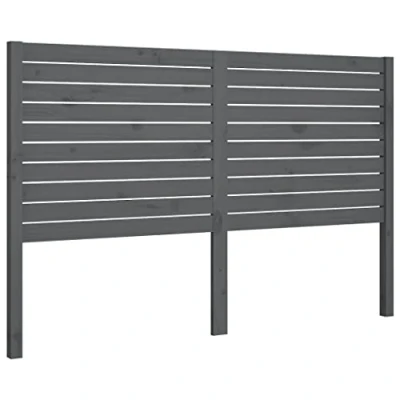Image of vidaXL Bed Headboard Solid Pinewood Material Grey Modern Slatted Wood Design, Supportive and Comfortable, Easy Assembly Suitable for Any Bedroom Decor