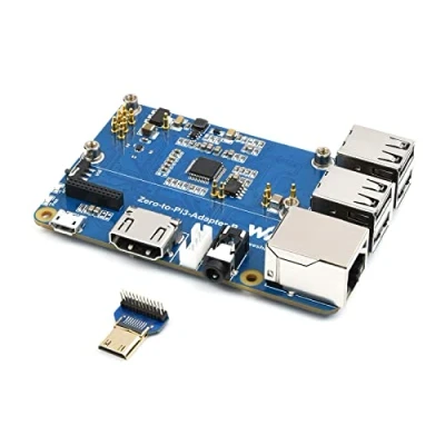 Image of Waveshare Pi Zero 2 W to Raspberry 3 Model B/B+ Adapter, Alternative for B/B+, Onboard 4 CH USB Port, 100M Ethernet HDMI Audio Headphone Port etc.