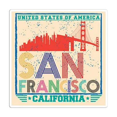 Image of 2 x 10cm San Francisco USA Vinyl Stickers Travel Sticker Laptop Luggage #23207 (10cm Wide)