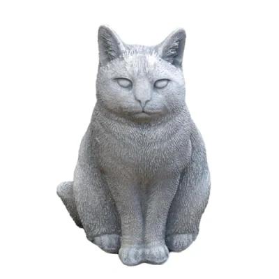Image of gartendekoparadies.de Standing cat, stone figure, H. 29 cm, 9 kg, gray, frost proof made of cast for outdoor use