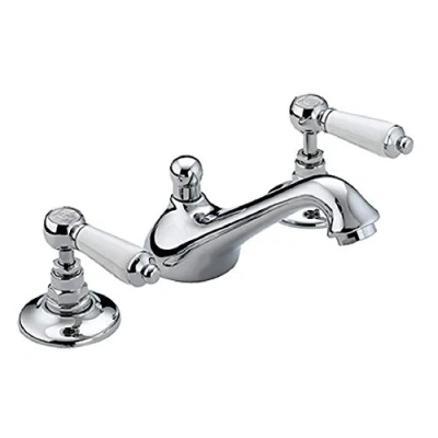 Image of Bristan RS2 3HBAS C Renaissance 3 Hole Basin Mixer with Pop up Waste Bathroom Tap, Chrome