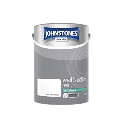 Image of Johnstone&#039;s Wall and Ceiling Paint Soft Sheen Interior Satin Finish Suitable for Walls Ceilings Brilliant White 5 L