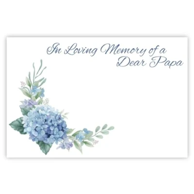 Image of celloexpress In Loving Memory Papa (Blue Hydrangea) Flower Message Cards 60mm x 90mm Bereavement Florist Card Sympathy Condolences Notes (Pack of 10)